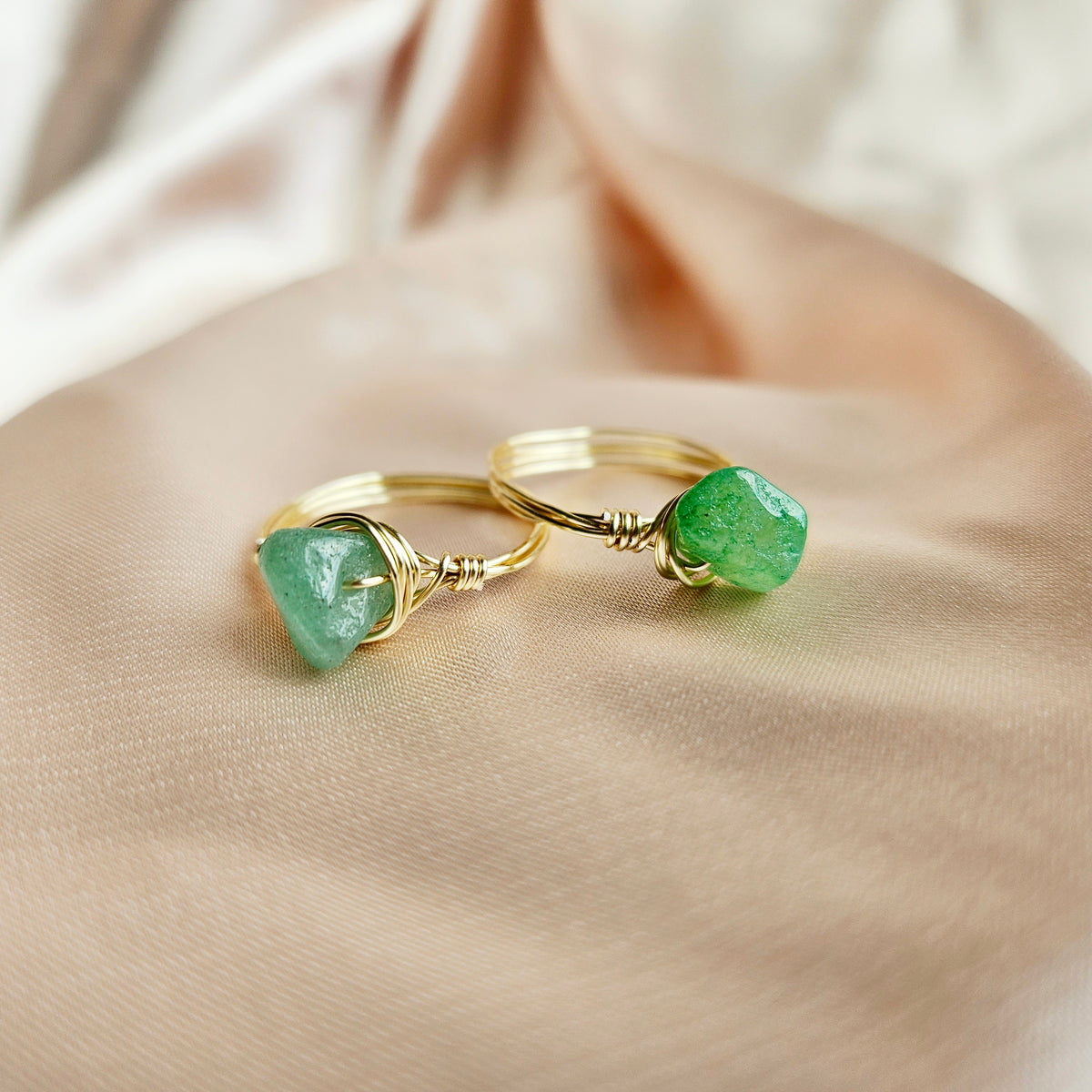 AVENTURINE | Minimalist 14K Gold Wire-Wrapped Ring