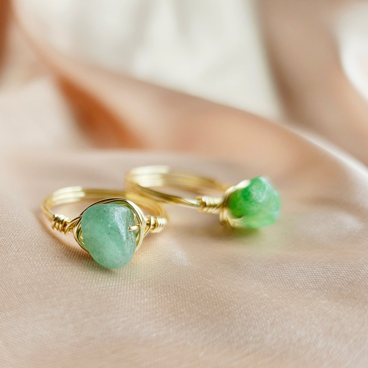 AVENTURINE | Minimalist 14K Gold Wire-Wrapped Ring