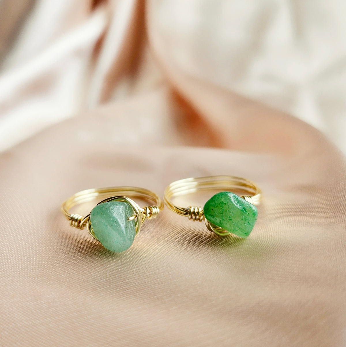 AVENTURINE | Minimalist 14K Gold Wire-Wrapped Ring