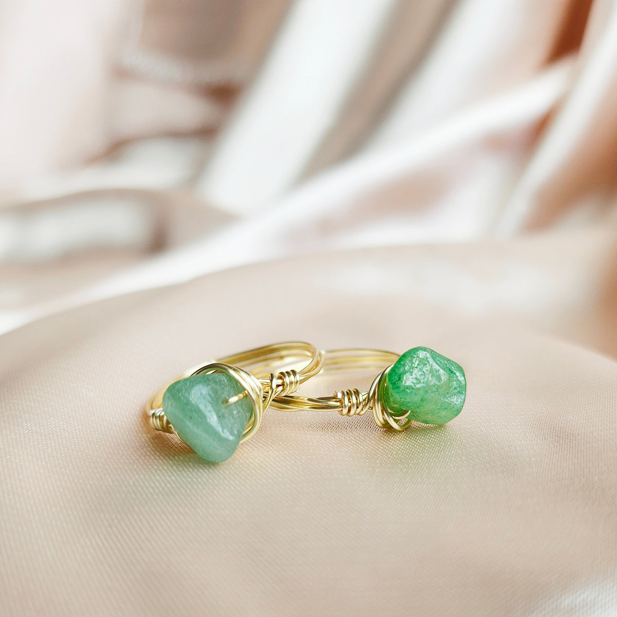 AVENTURINE | Minimalist 14K Gold Wire-Wrapped Ring