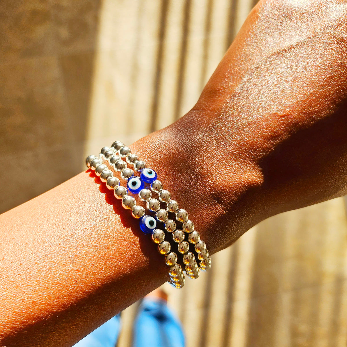 Singular | 925 - Sterling Silver Beaded Evil Eye Bracelet