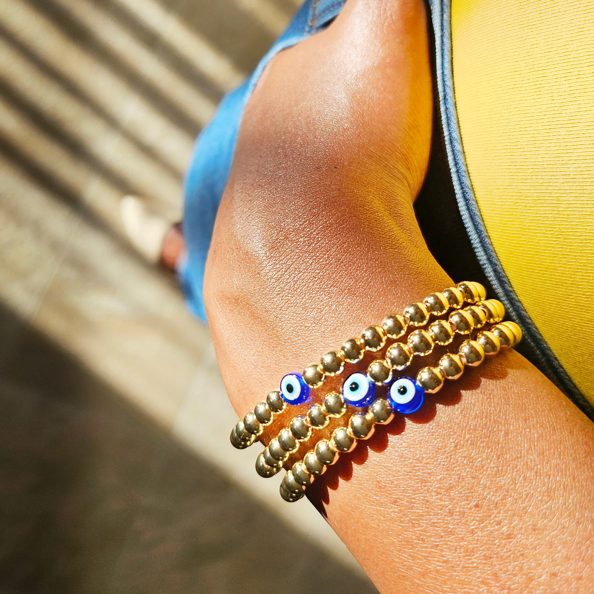 Singular | 14K Gold Beaded Evil Eye Bracelet
