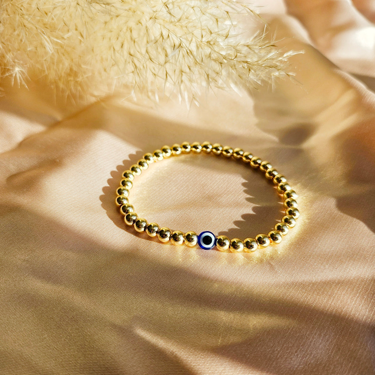 Singular | 14K Gold Beaded Evil Eye Bracelet