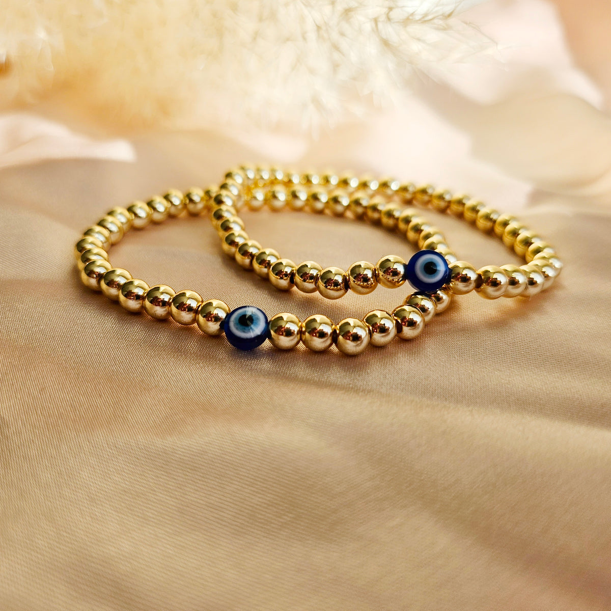 Singular | 14K Gold Beaded Evil Eye Bracelet