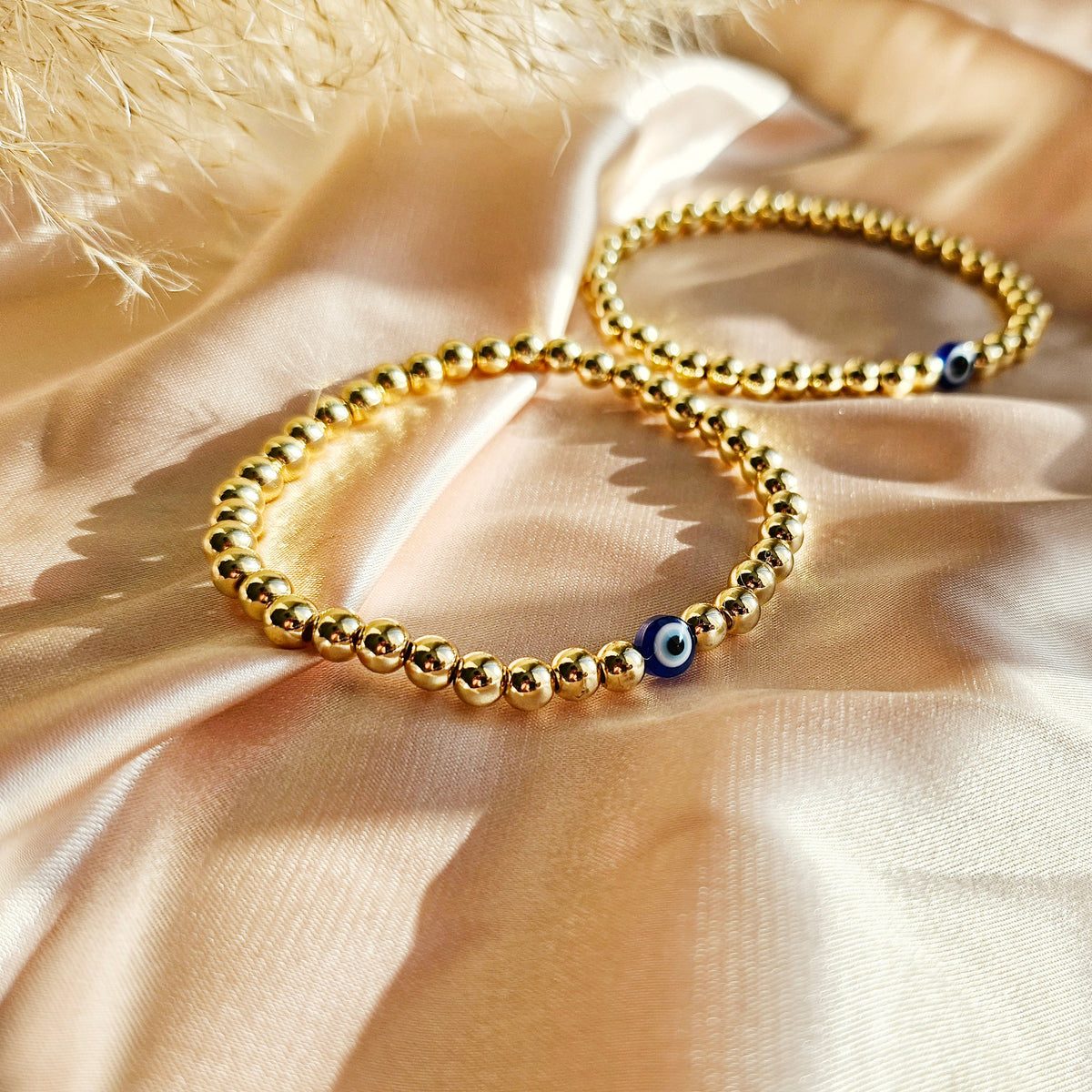 Singular | 14K Gold Beaded Evil Eye Bracelet