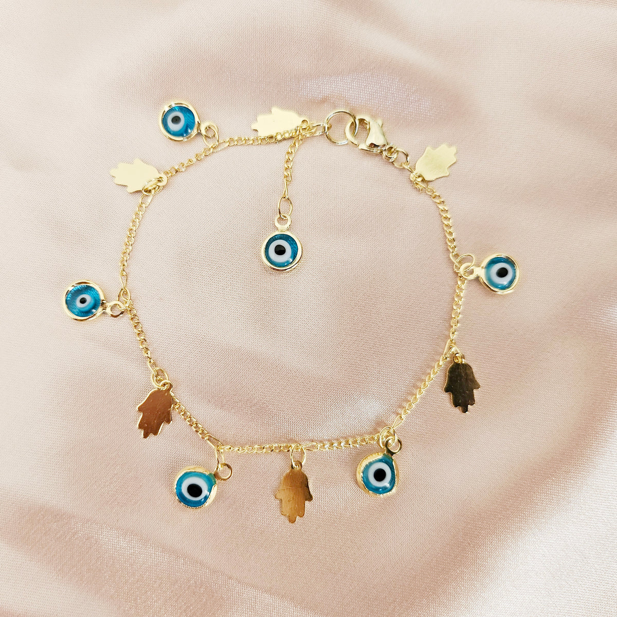 Golden Hera | 14K Gold Evil Eye Bracelet Set