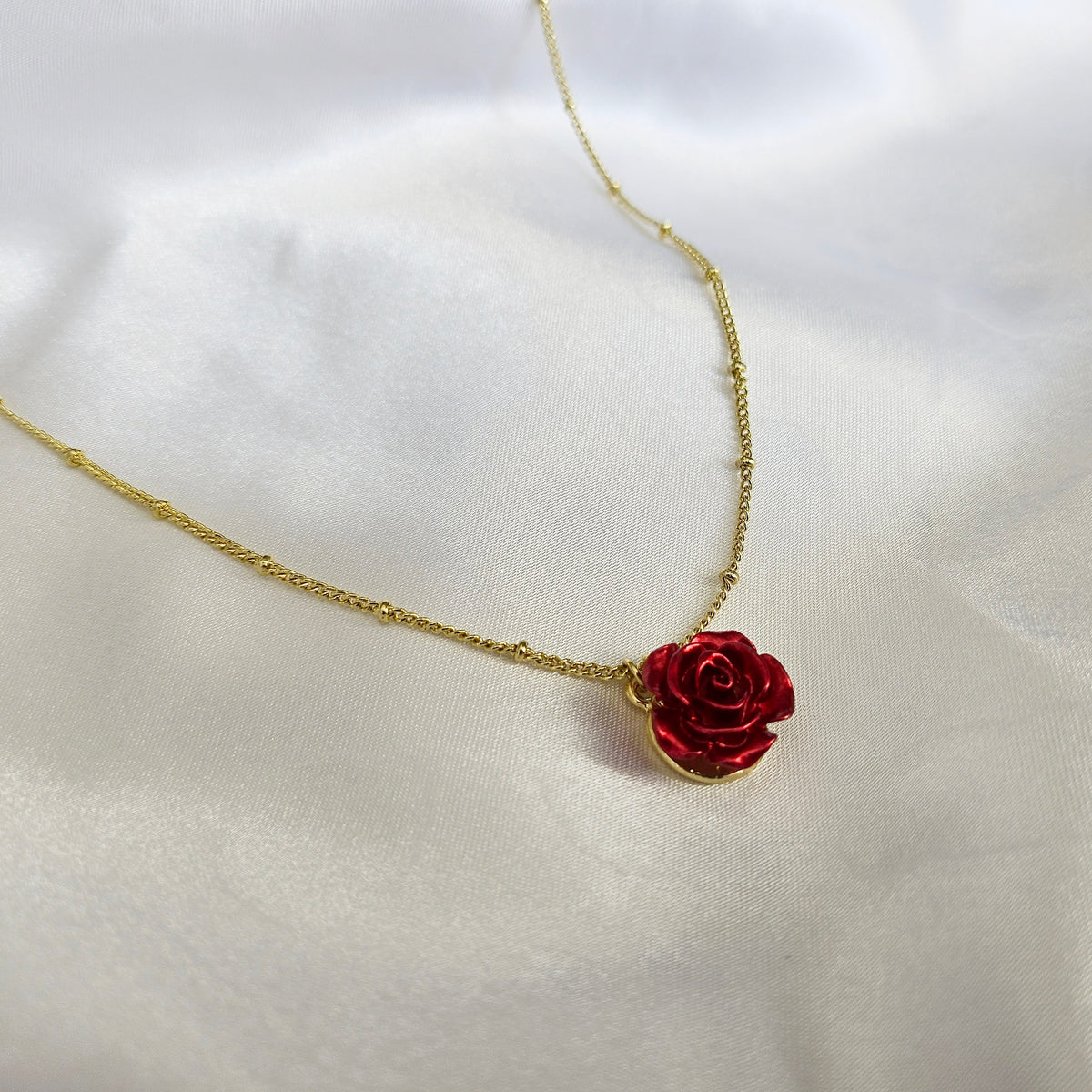DIVINE BLOOM Red Rose Pendant Necklace | Christian Jewelry Symbolizing Love, Renewal &amp; Faith