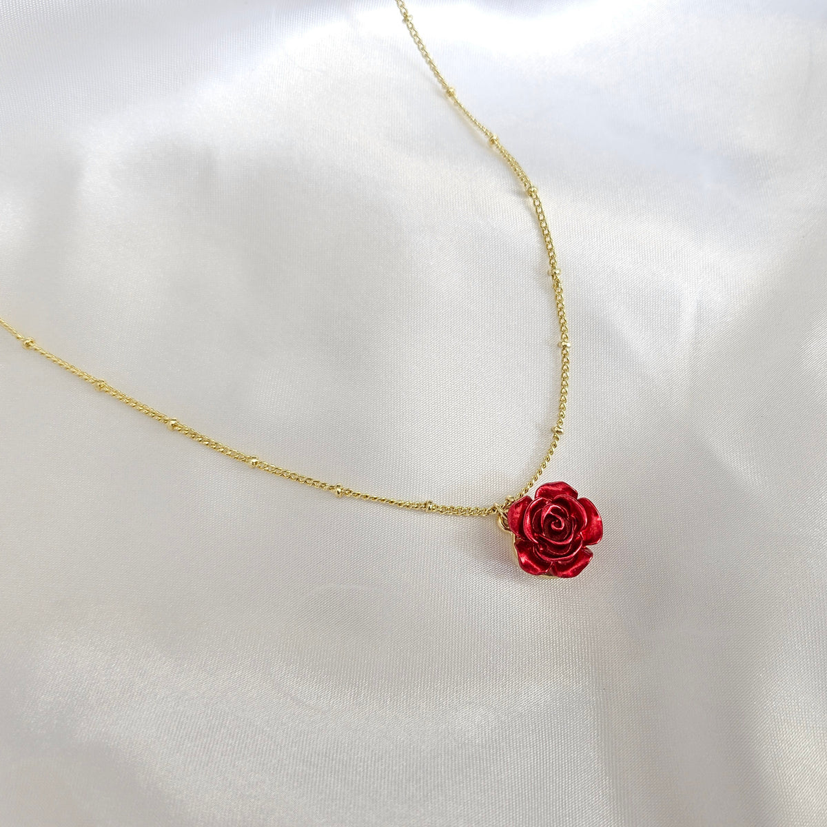 DIVINE BLOOM Red Rose Pendant Necklace | Christian Jewelry Symbolizing Love, Renewal &amp; Faith