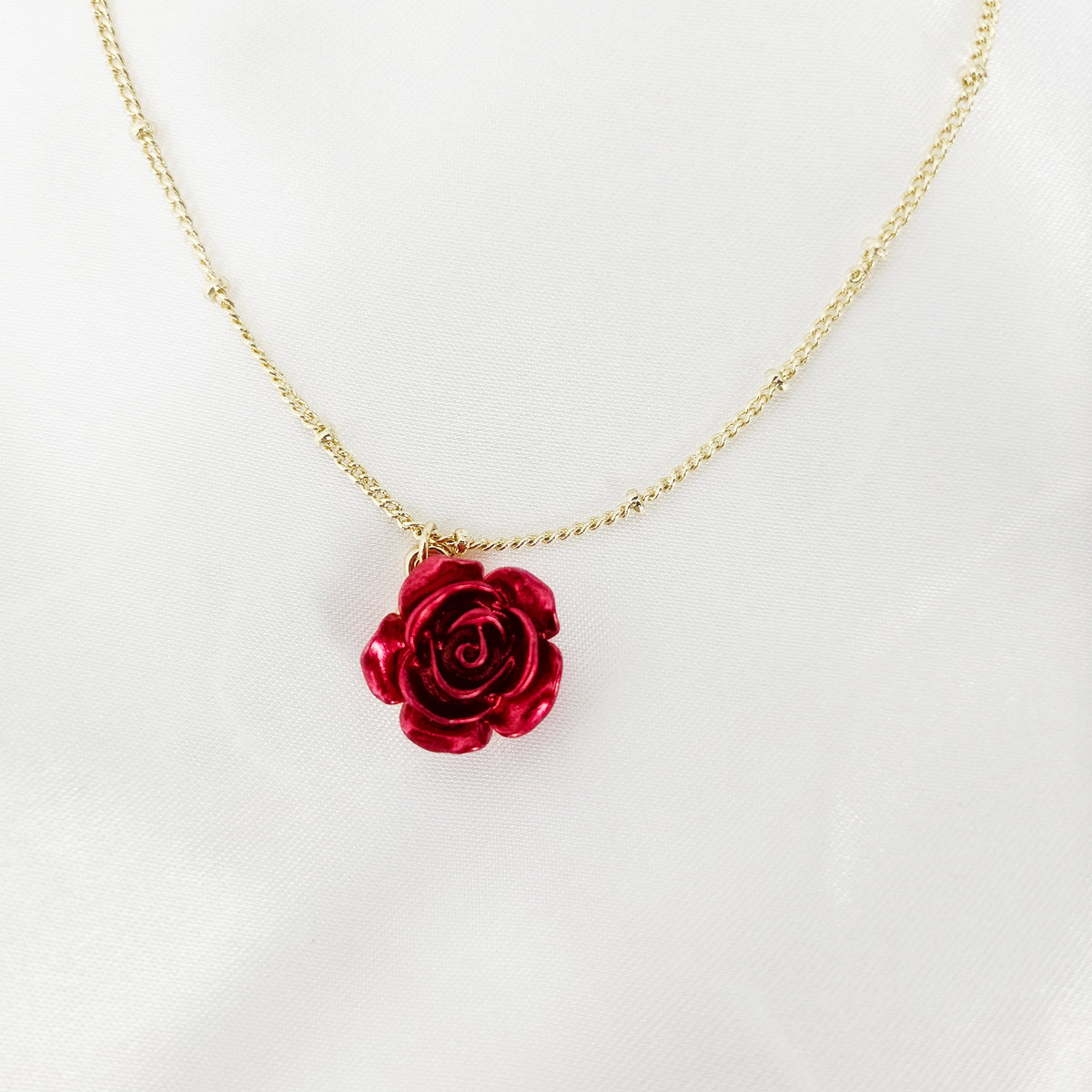 DIVINE BLOOM Red Rose Pendant Necklace | Christian Jewelry Symbolizing Love, Renewal &amp; Faith