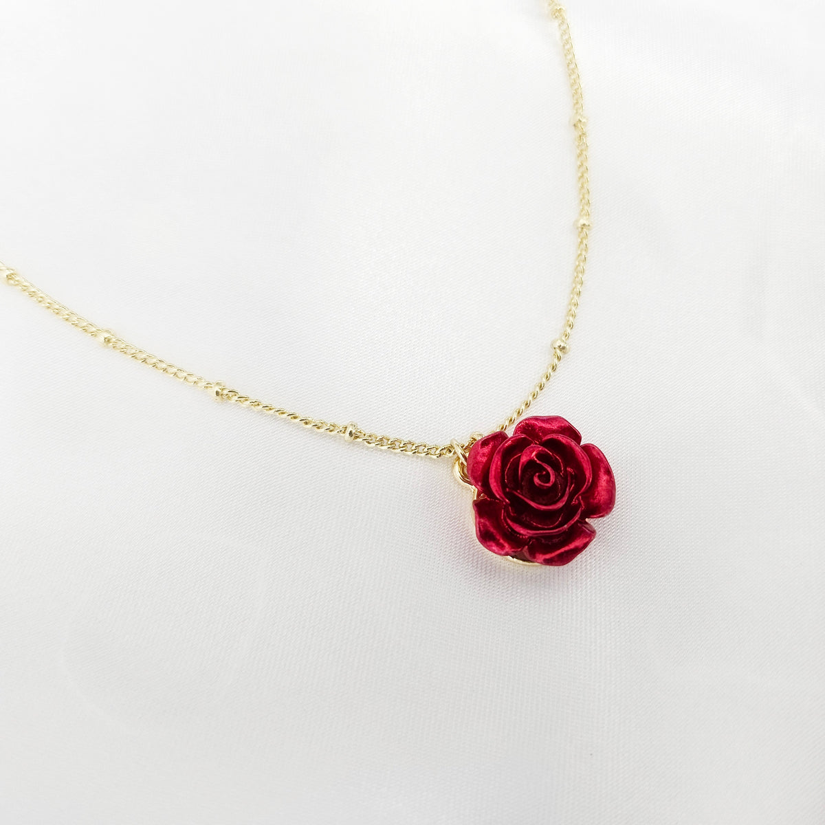 DIVINE BLOOM Red Rose Pendant Necklace | Christian Jewelry Symbolizing Love, Renewal &amp; Faith