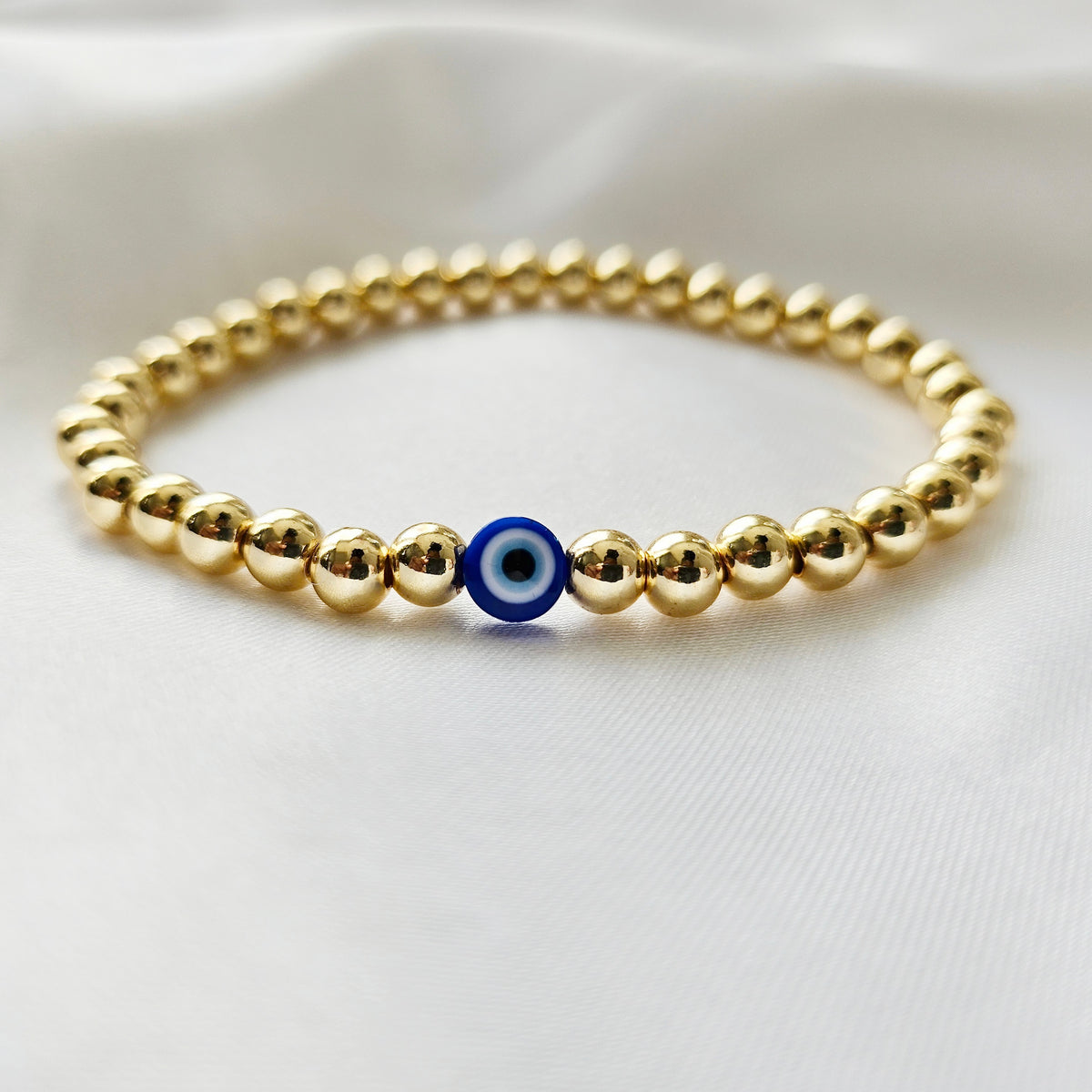 Singular | 14K Gold Beaded Evil Eye Bracelet