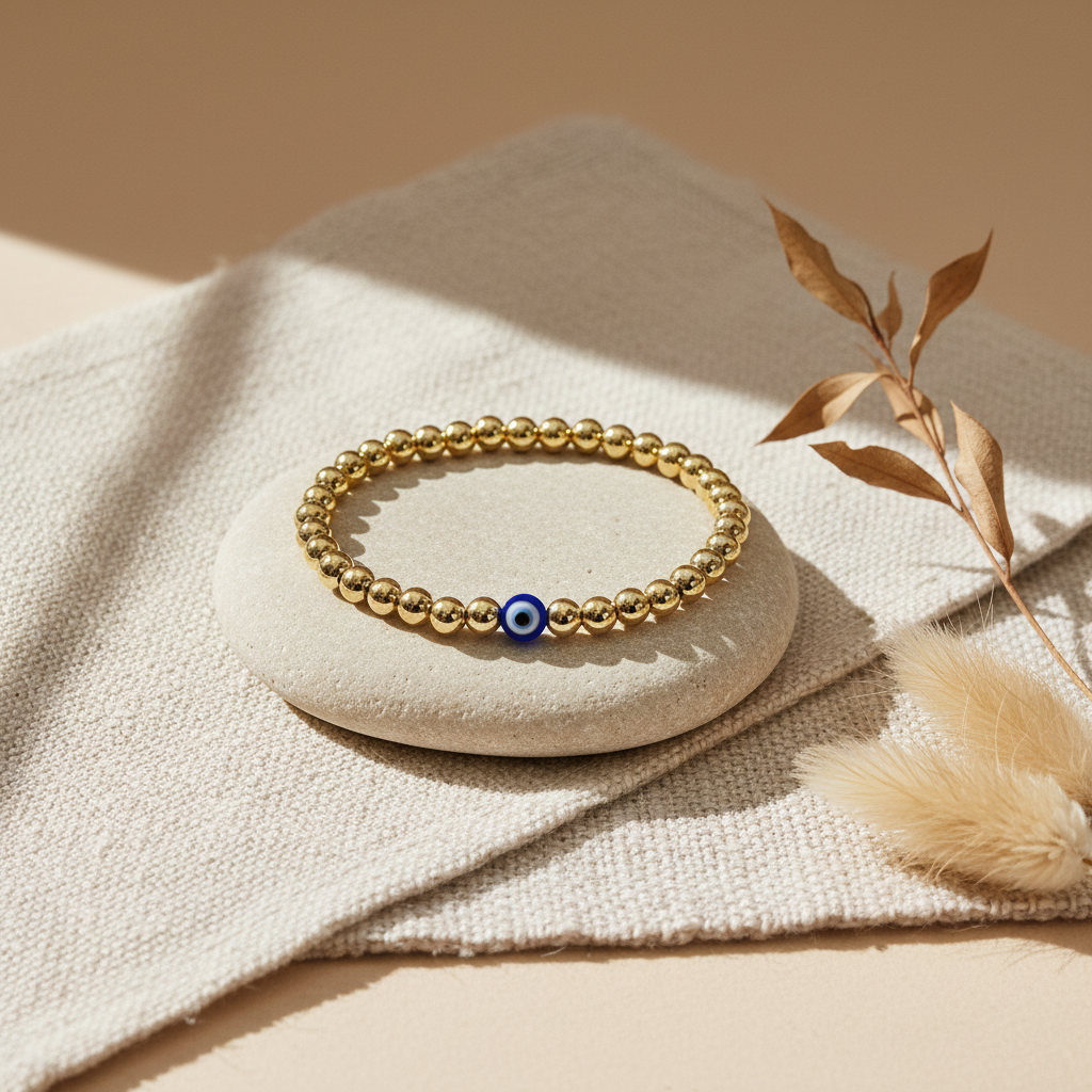Golden Hera | 14K Gold Evil Eye Bracelet Set