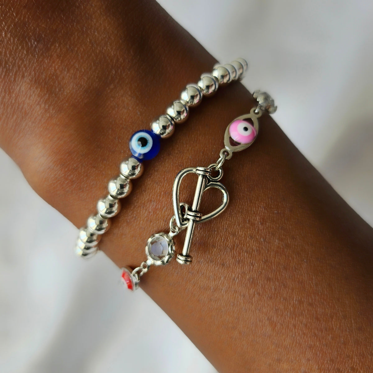 Silver Athena | 925 - Sterling Silver Evil Eye Bracelet Set