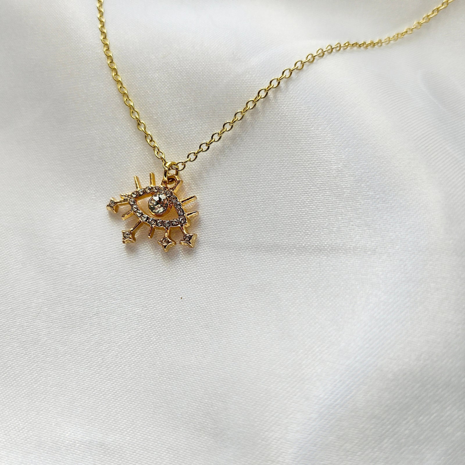 EVIL EYE 14K Gold Statement Necklace