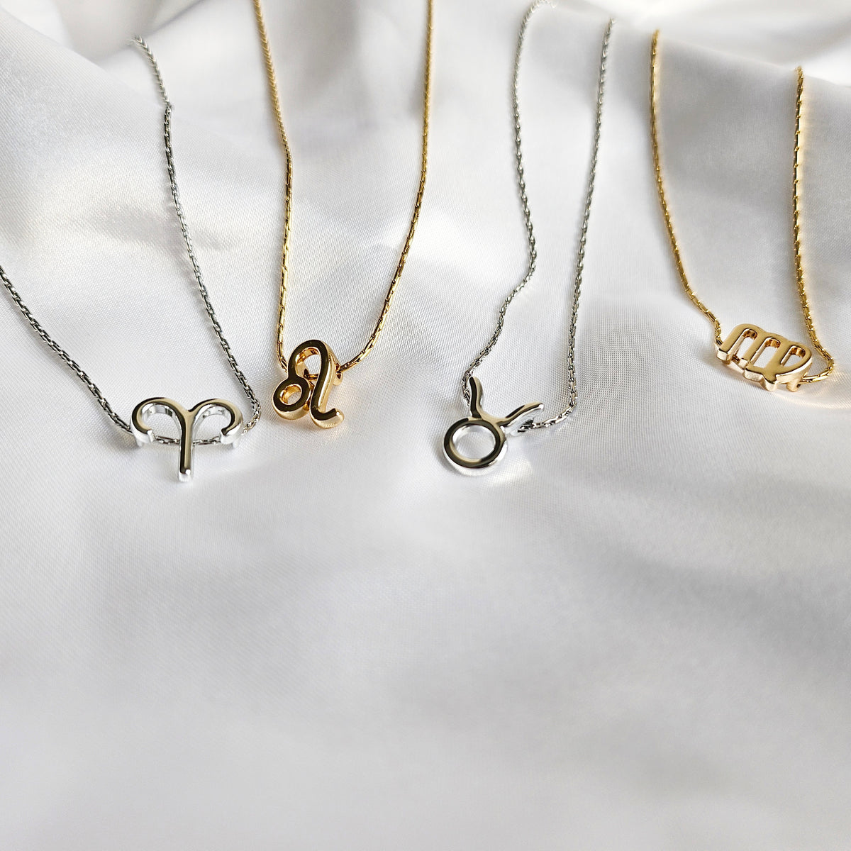 925 Sterling Silver Astrology Zodiac Charm Necklace Set