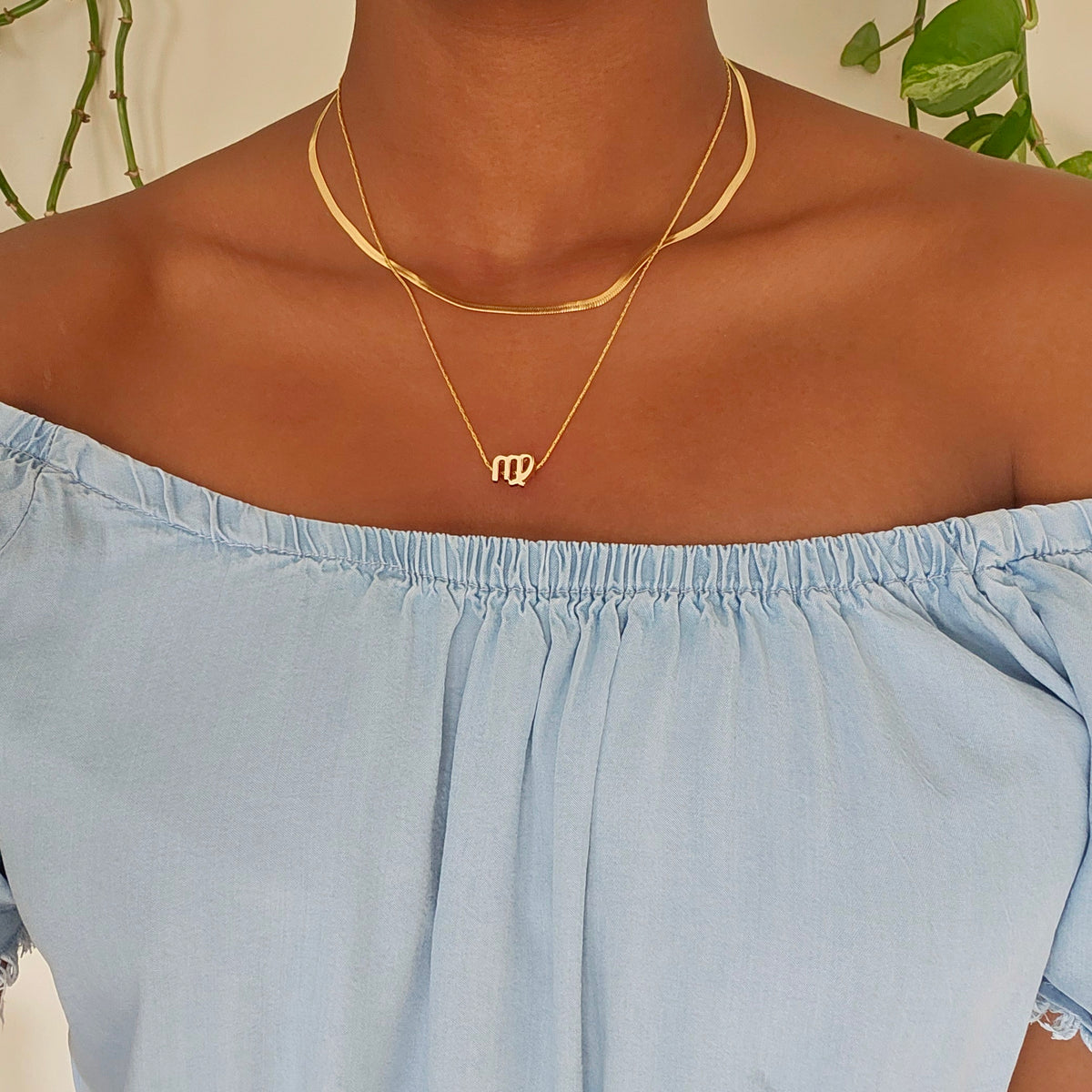 18K Gold Astrology Zodiac Charm Necklace Set