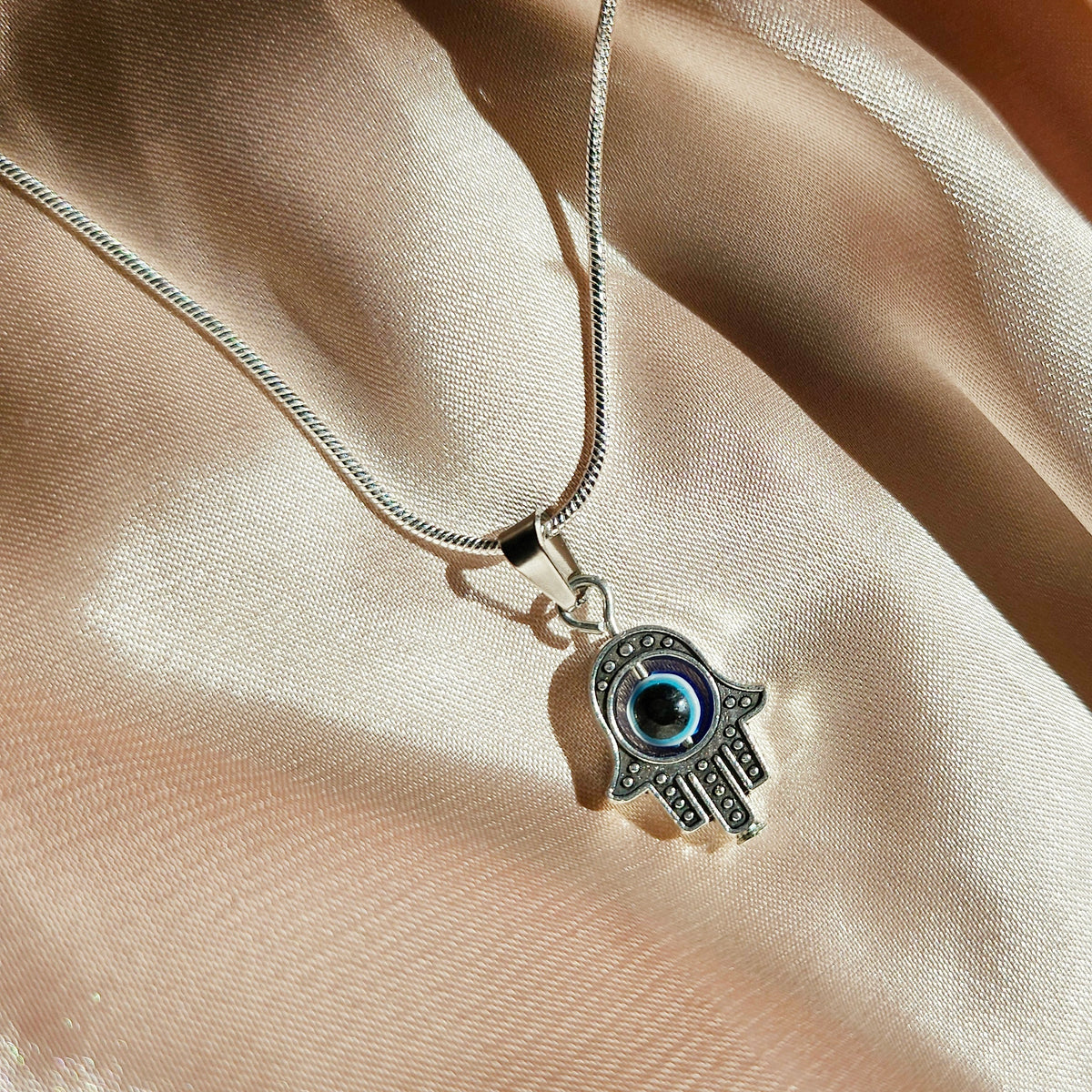 PROTECTION | Hand of Hamsa Evil Eye Pendant 925-Silver Necklace