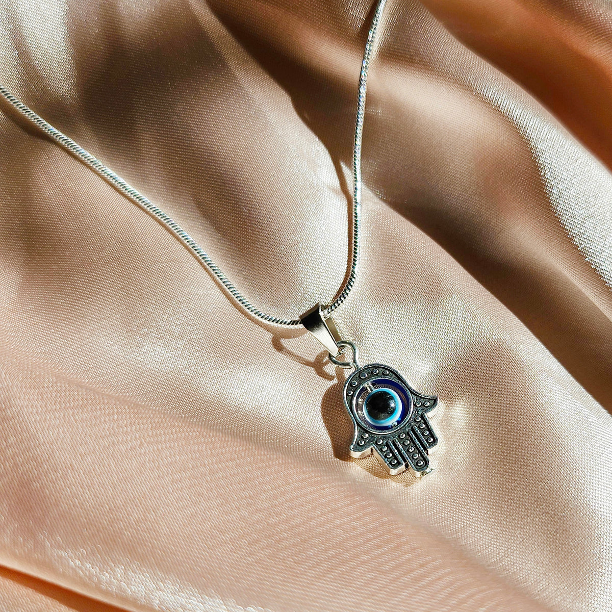 PROTECTION | Hand of Hamsa Evil Eye Pendant 925-Silver Necklace