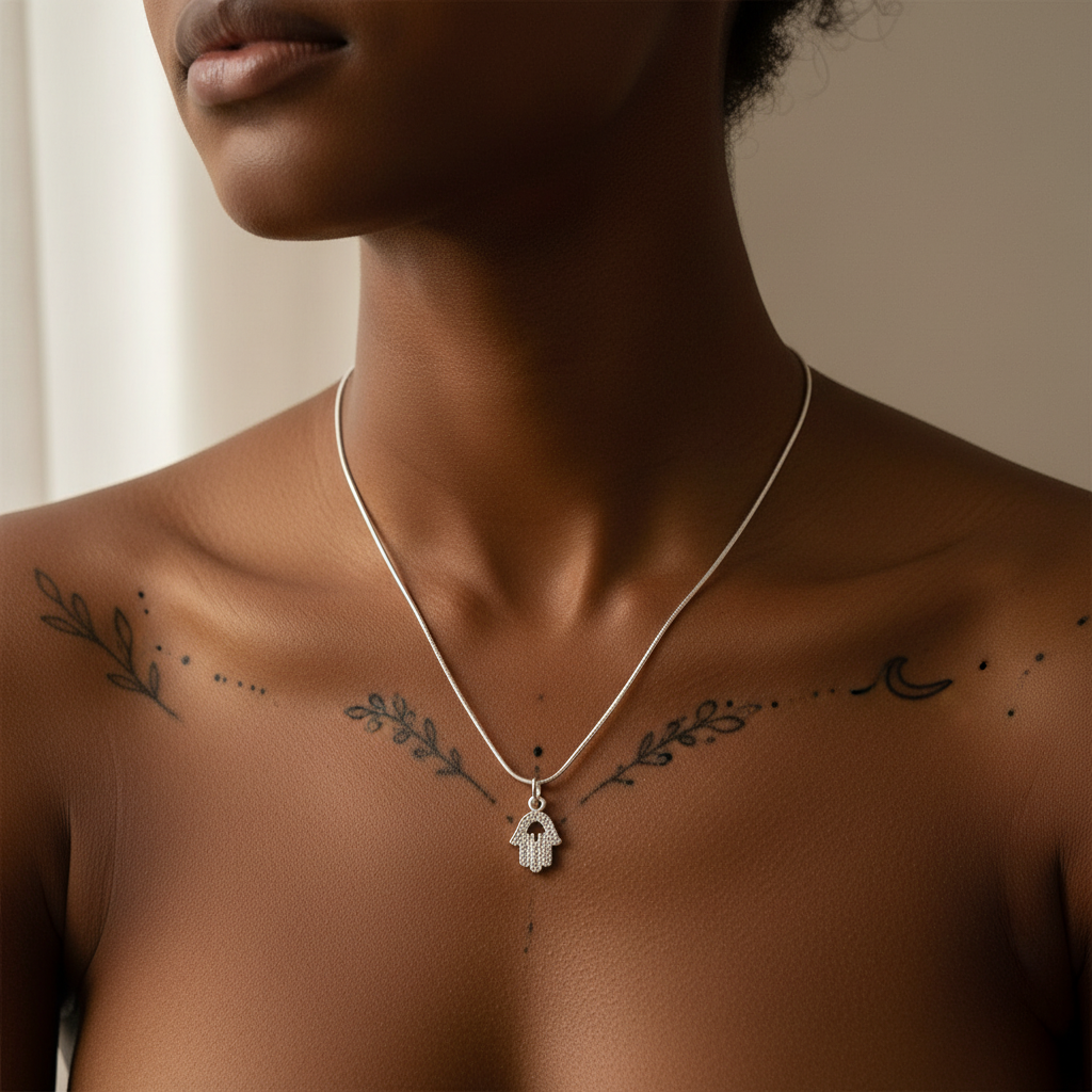 HAMSA | 925 - Sterling Silver Hand of Hamsa Pendant Necklace