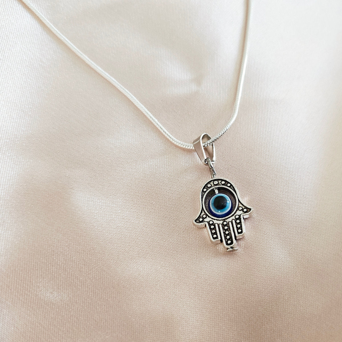 PROTECTION | Hand of Hamsa Evil Eye Pendant 925-Silver Necklace