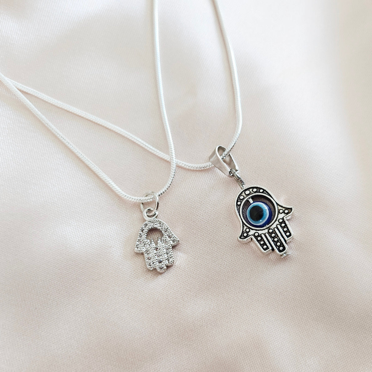 PROTECTION | Hand of Hamsa Evil Eye Pendant 925-Silver Necklace