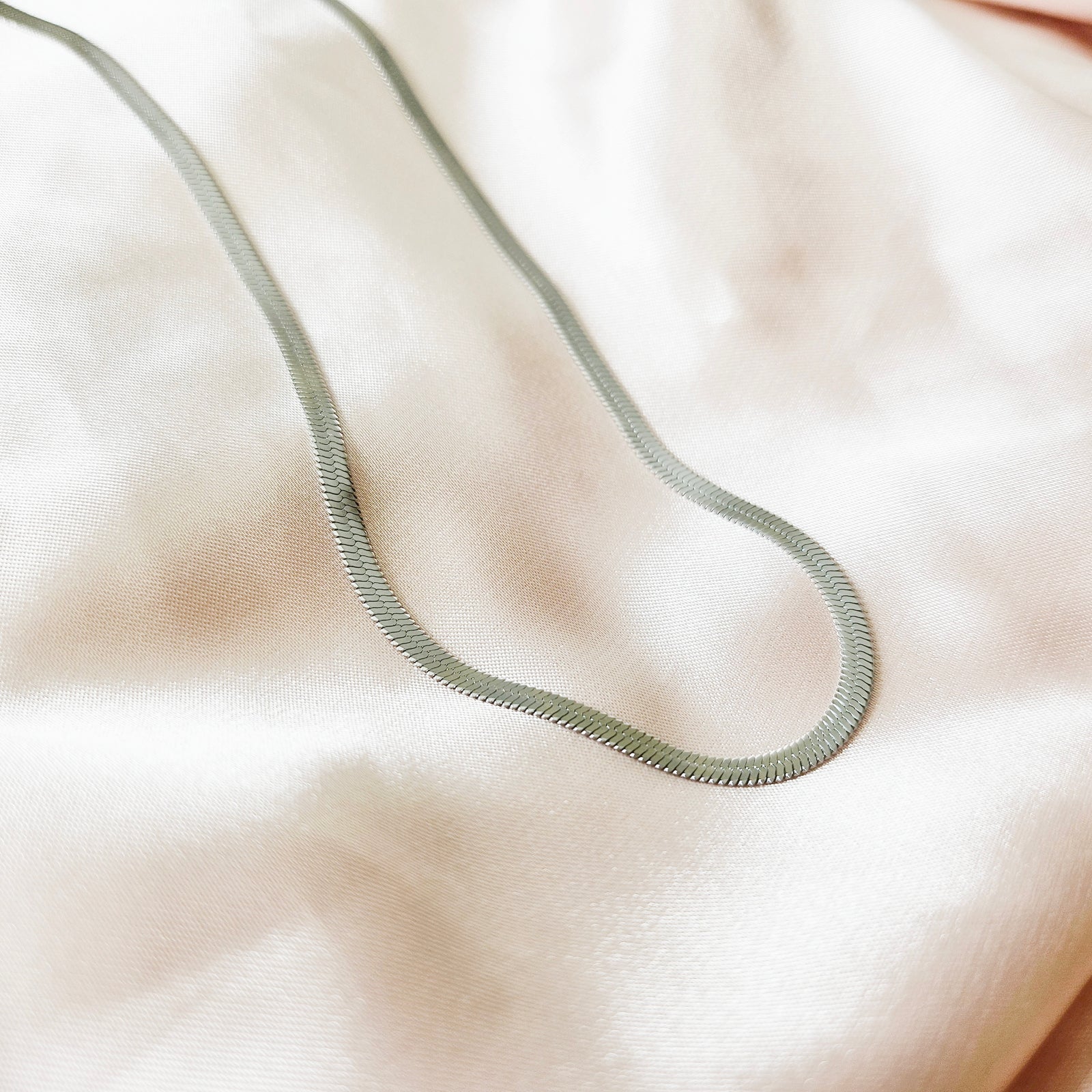 925 - Sterling Silver Herringbone | 14K Gold Flat Snake Chain Necklace