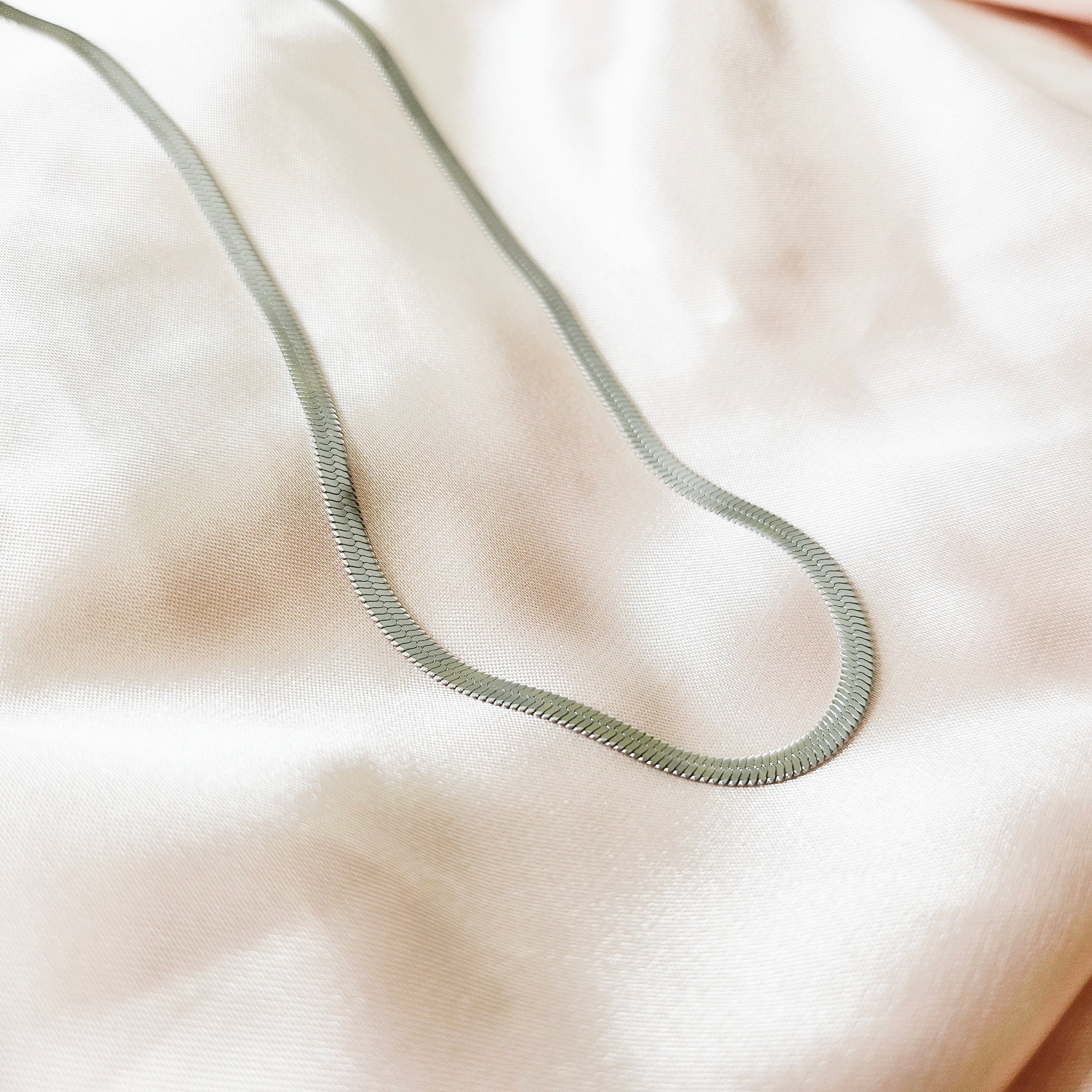 925 - Sterling Silver Herringbone | 14K Gold Flat Snake Chain Necklace