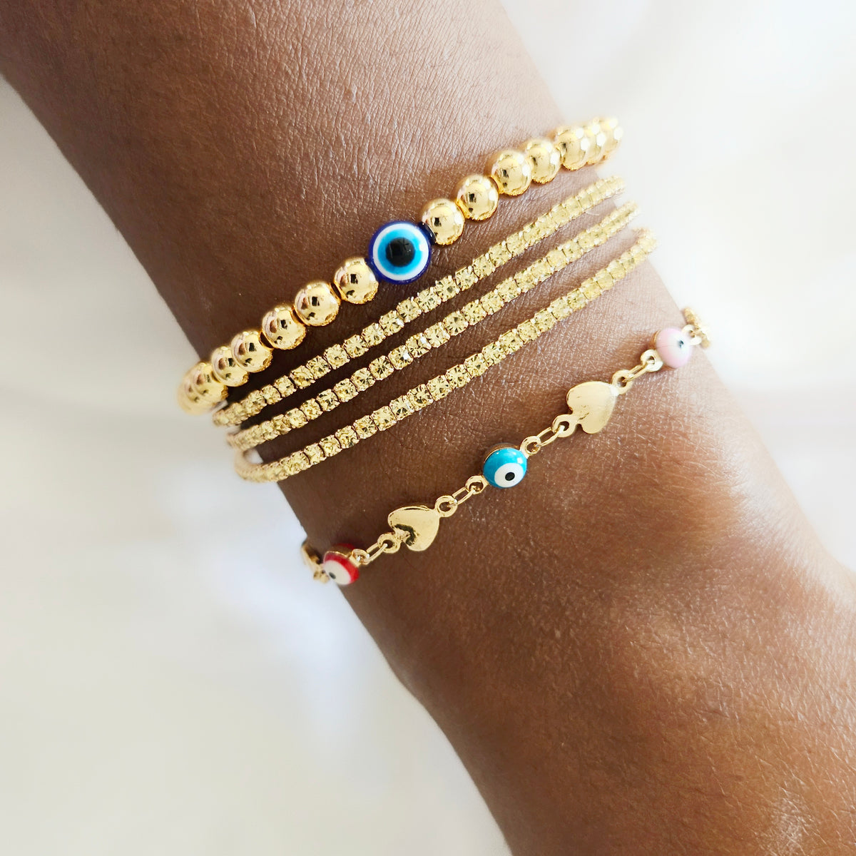 Aurora | 14K Gold Delicate Tennis Bracelet Set