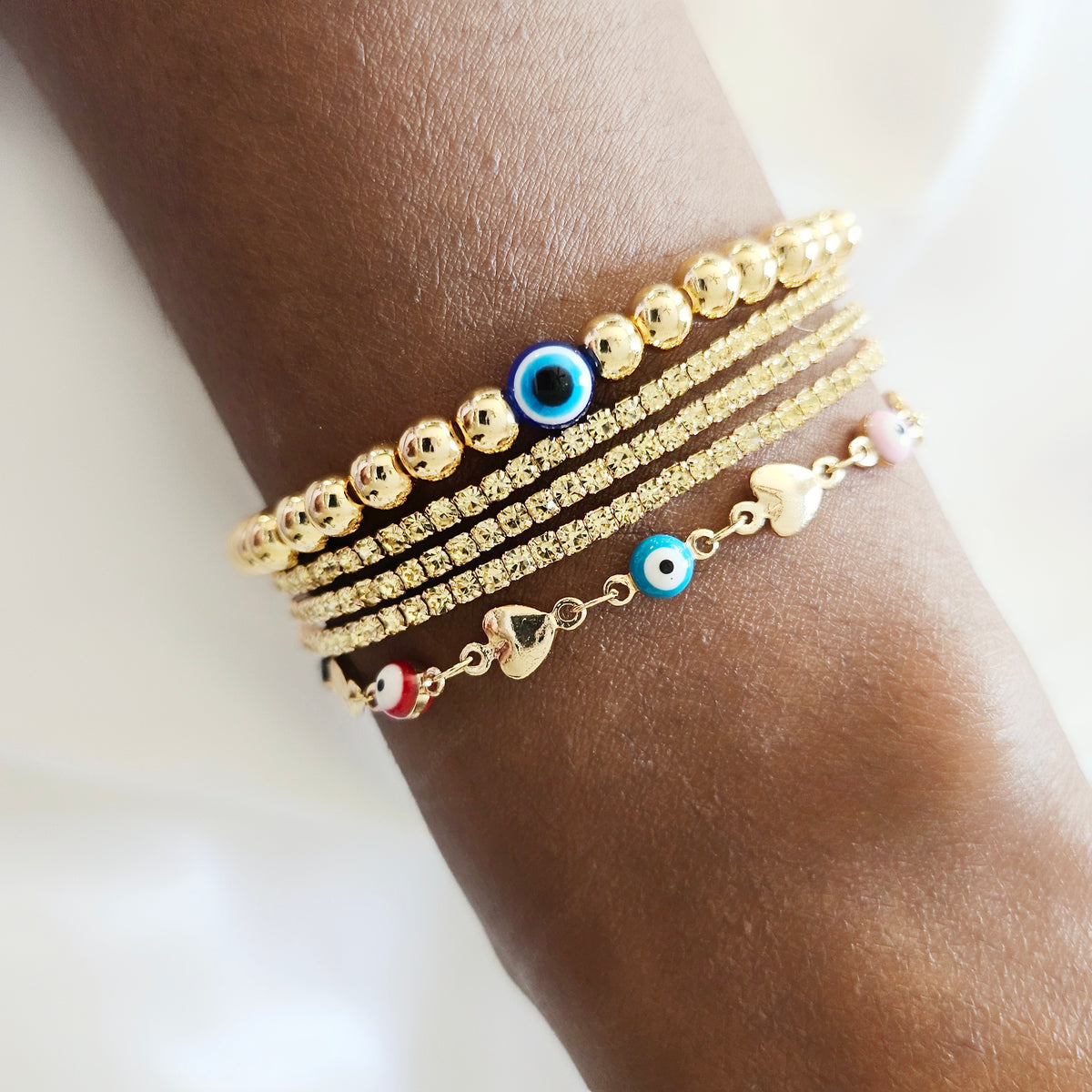 Aurora | 14K Gold Delicate Tennis Bracelet Set