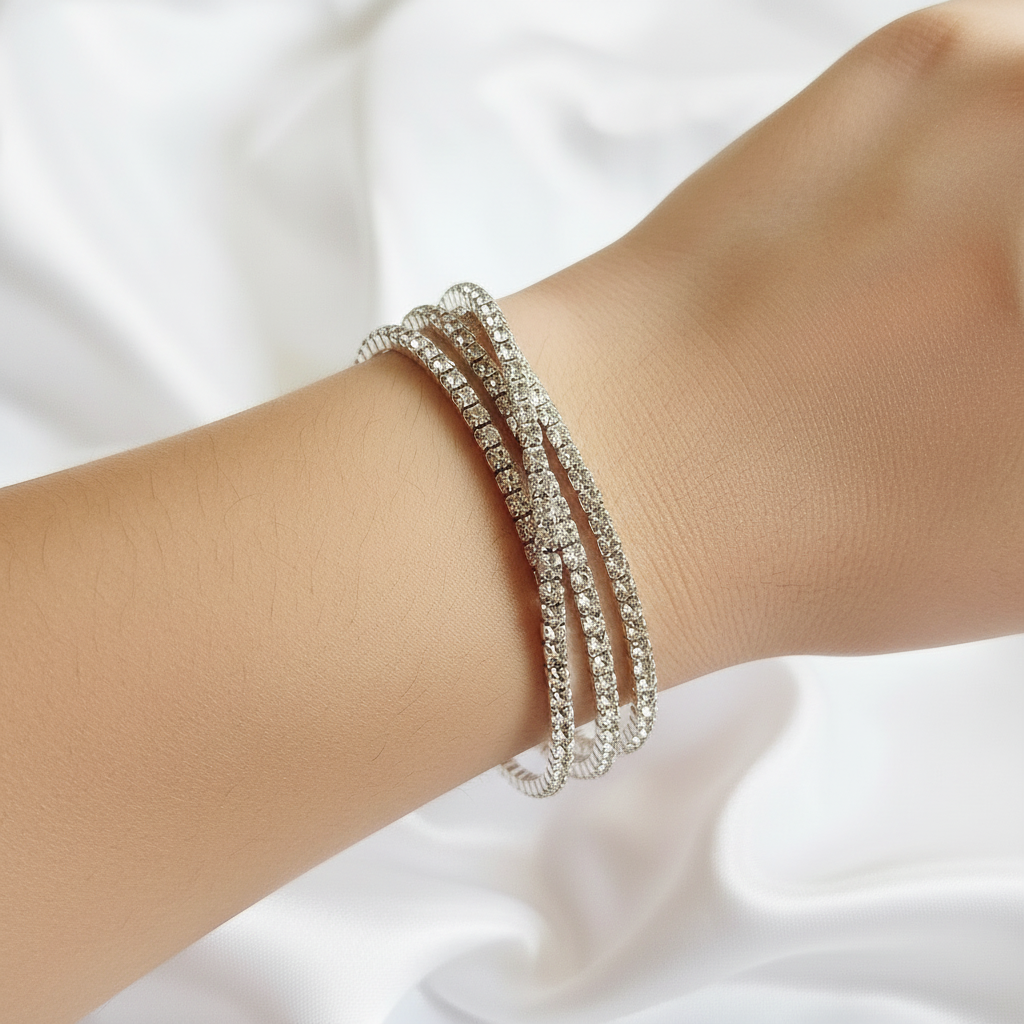Aurora | Sterling Silver Delicate Tennis Bracelet Set