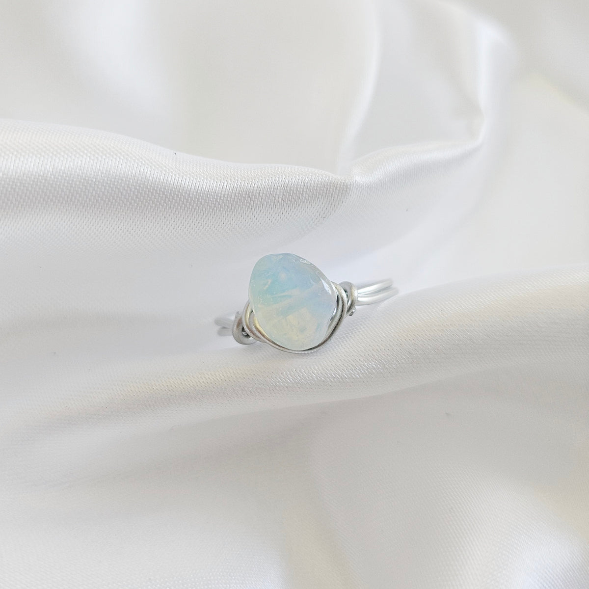 Opalite | Minimalist 18K Gold Handmade  Gemstone Wire-Wrapped Ring