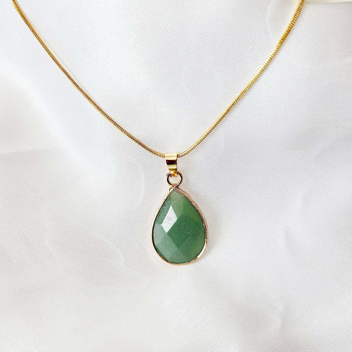 AVENTURINE | 14k Gold Crystal Healing Snake Chain Necklace