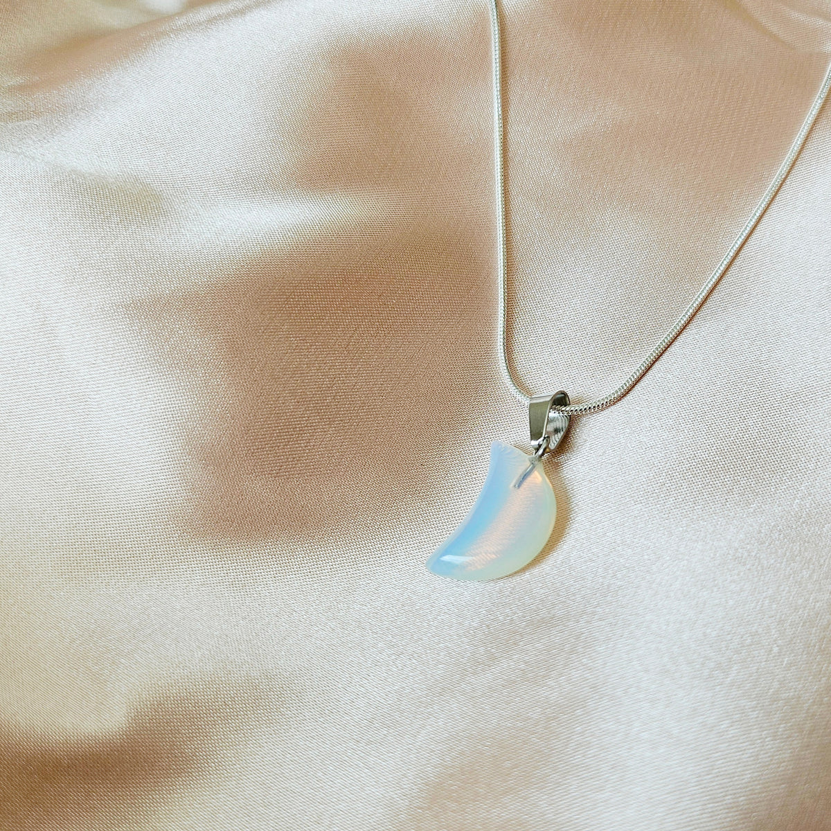 CRESCENT | Opalite Crystal Healing 925 Sterling Silver Necklace