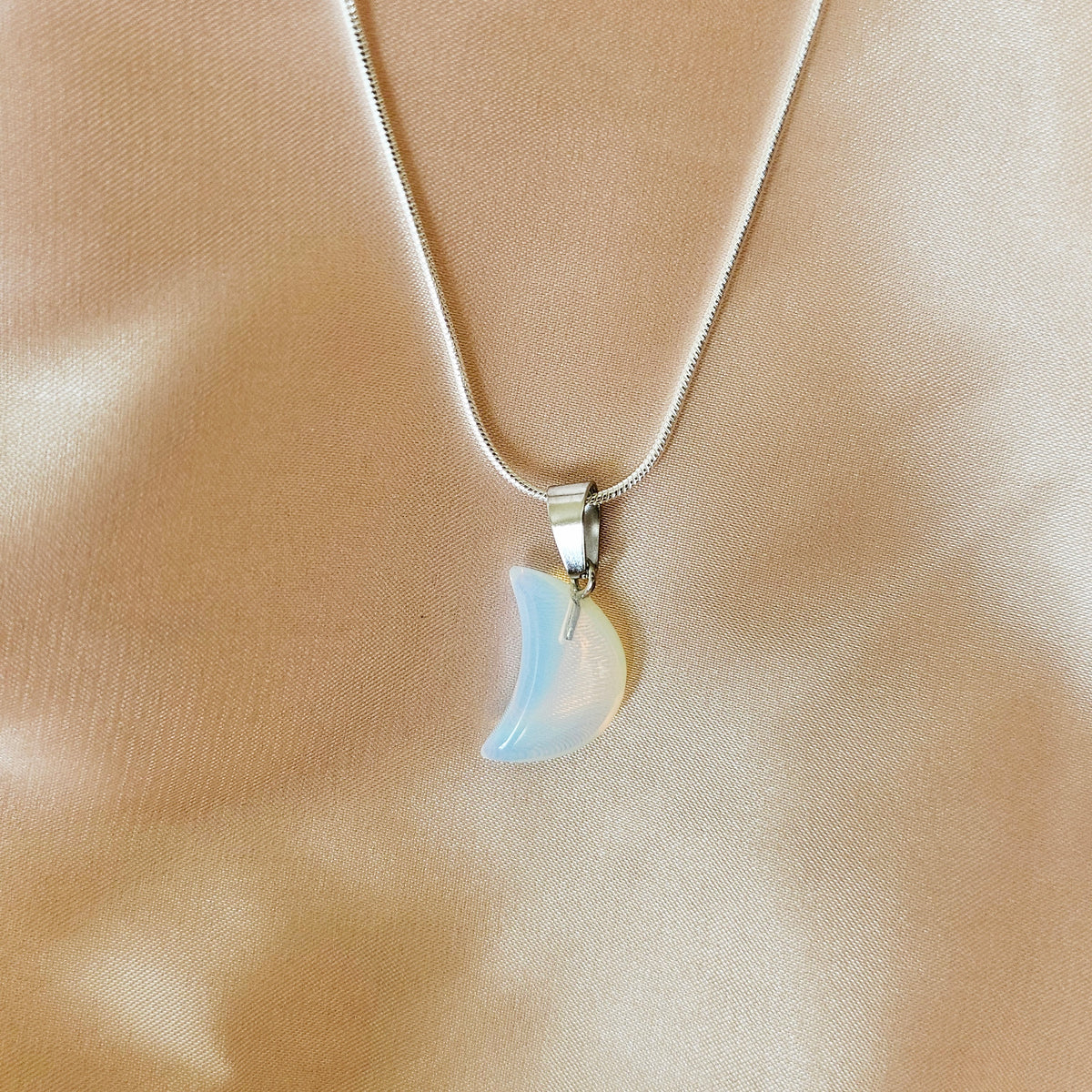 CRESCENT | Opalite Crystal Healing 925 Sterling Silver Necklace