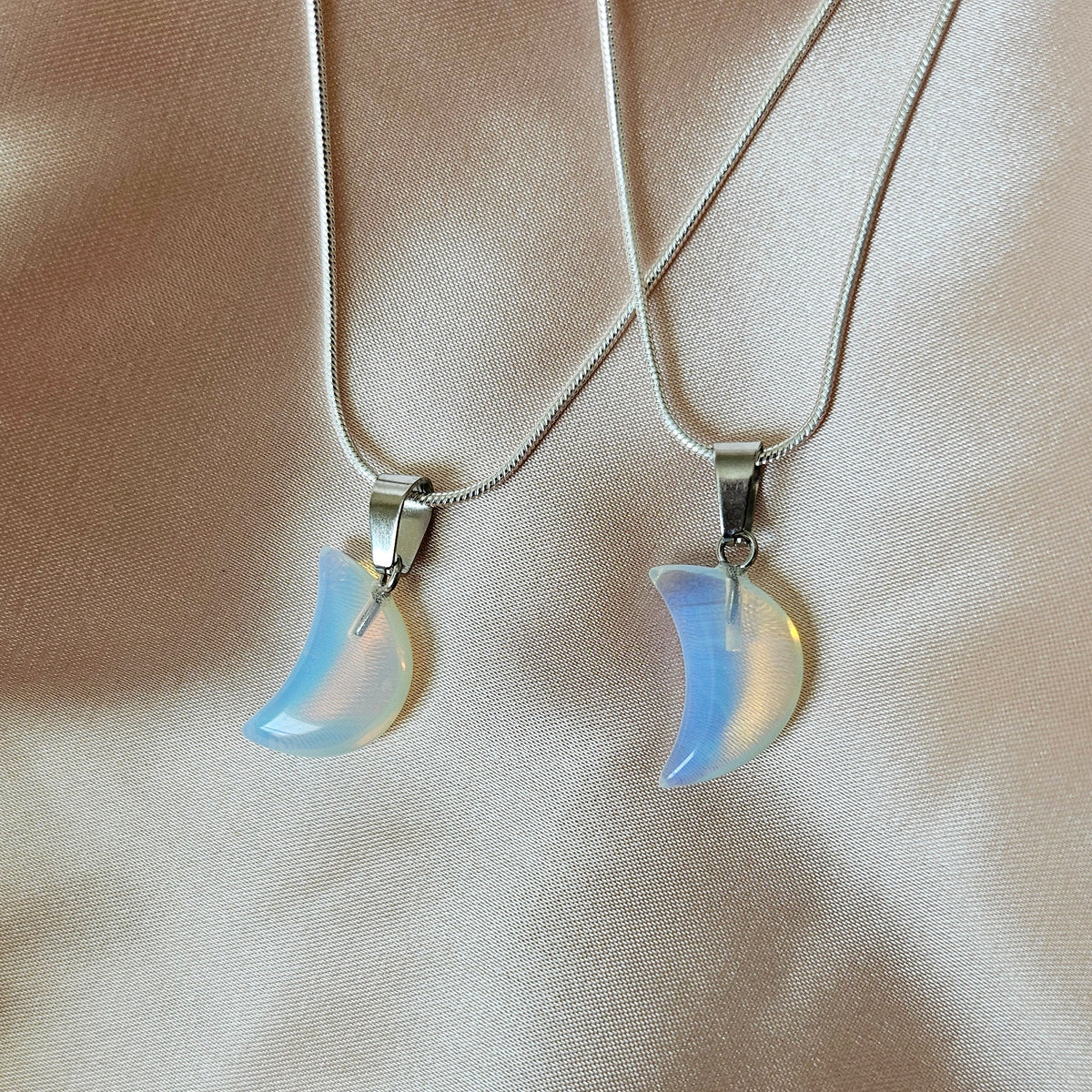 CRESCENT | Opalite Crystal Healing 925 Sterling Silver Necklace