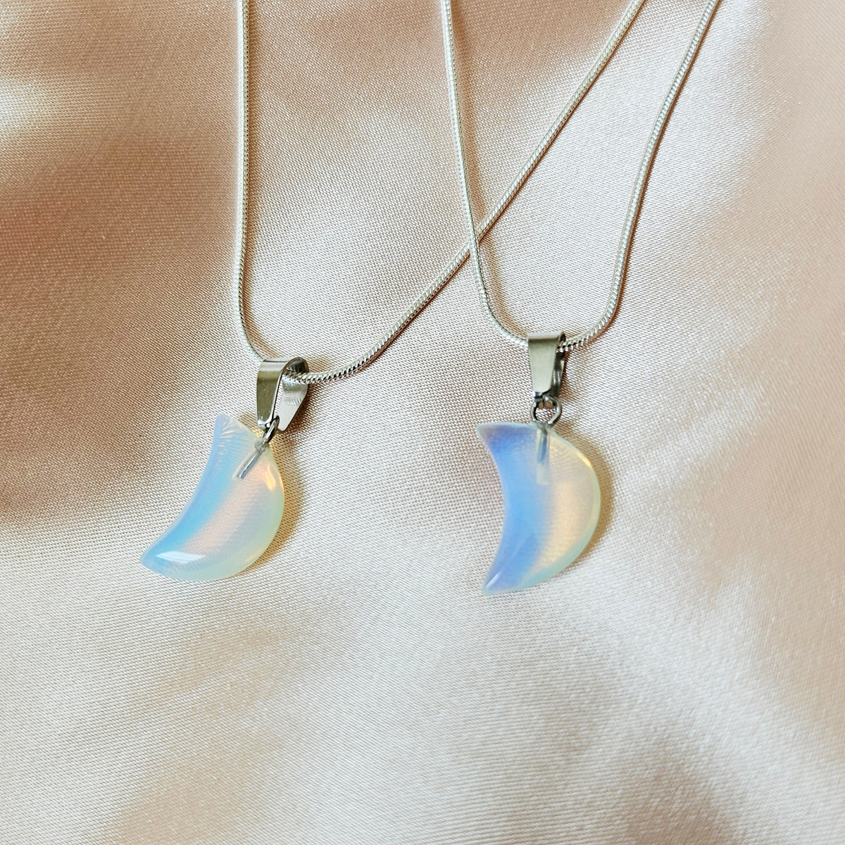 CRESCENT | Opalite Crystal Healing 925 Sterling Silver Necklace