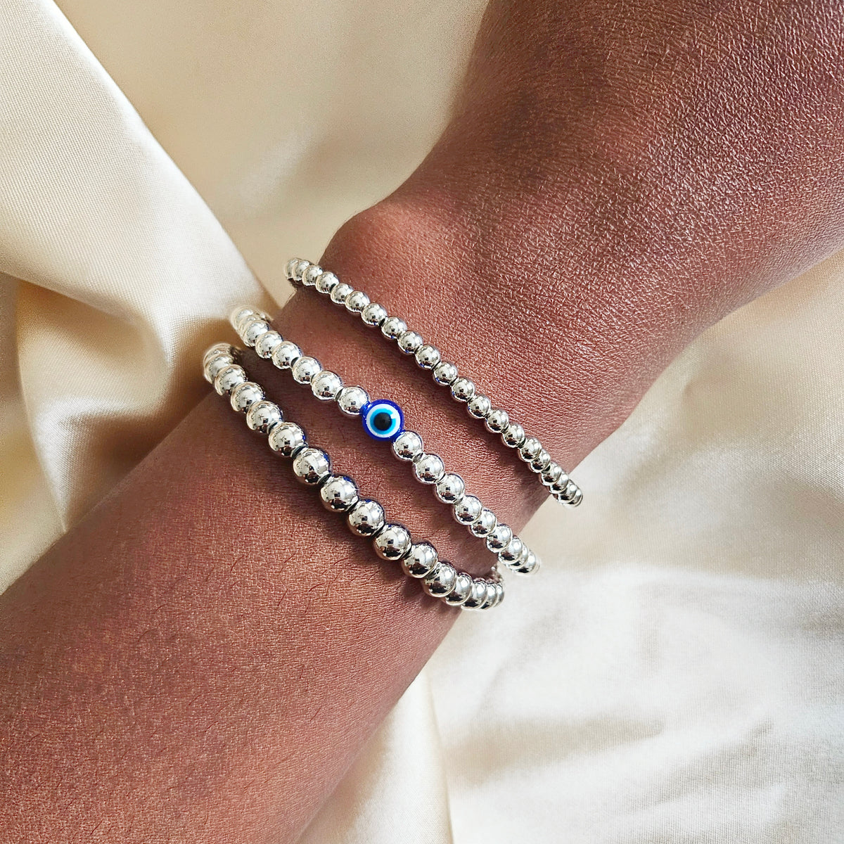Silver Iris | 925 - Sterling Silver Evil Eye Bracelet Set