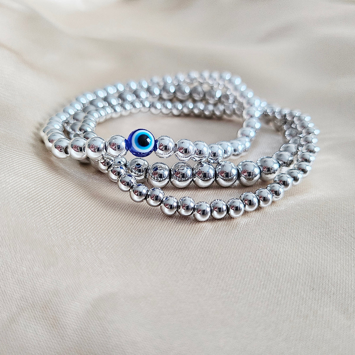 Silver Iris | 925 - Sterling Silver Evil Eye Bracelet Set