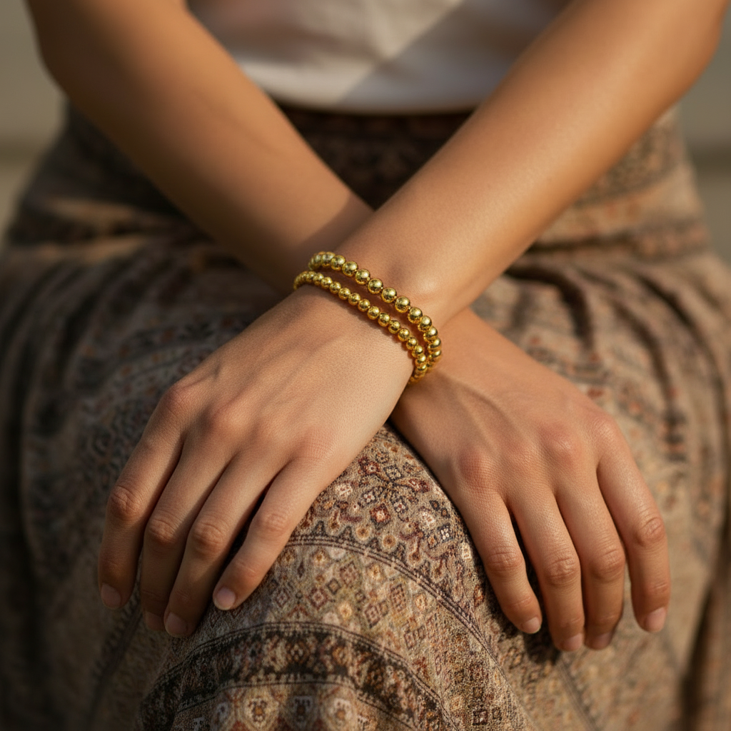 FORTUNA | 14K Gold Beaded Bracelet Set
