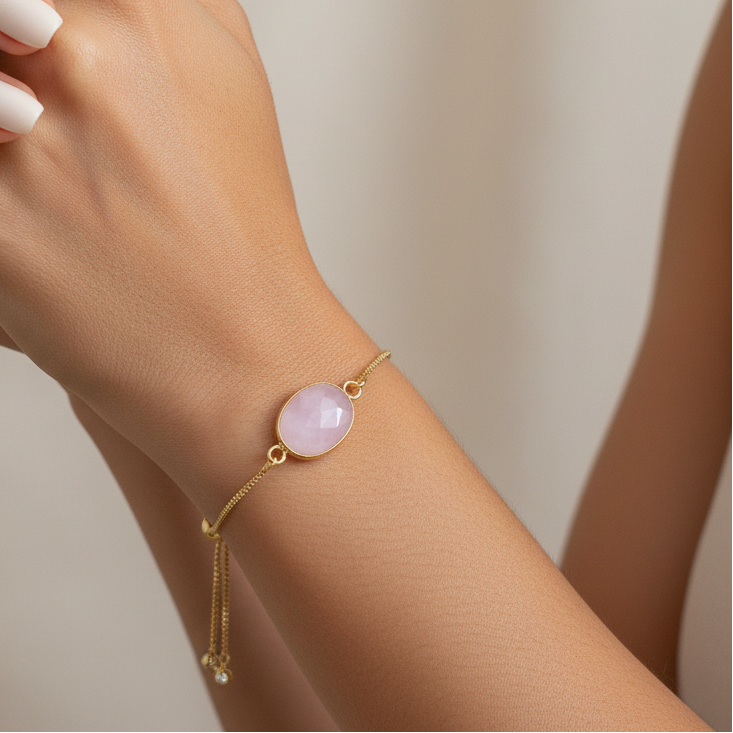 ROSE QUARTZ | 14K Gold Gemstone Bracelet
