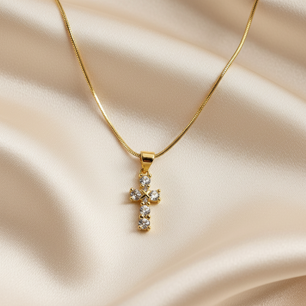 RADIANT FAITH | 14k Gold-Filled Rhinestone Cross Necklace