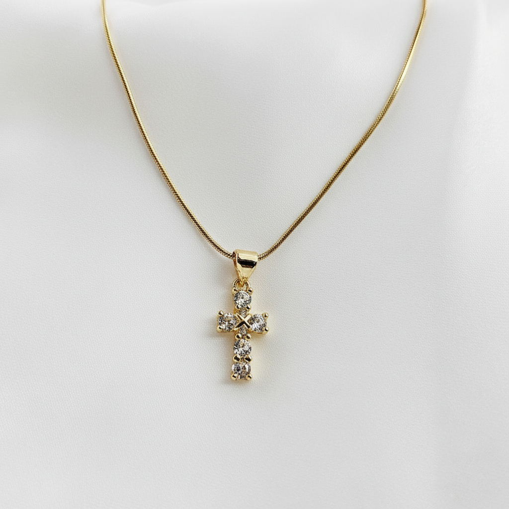 RADIANT FAITH | 14k Gold-Filled Rhinestone Cross Necklace