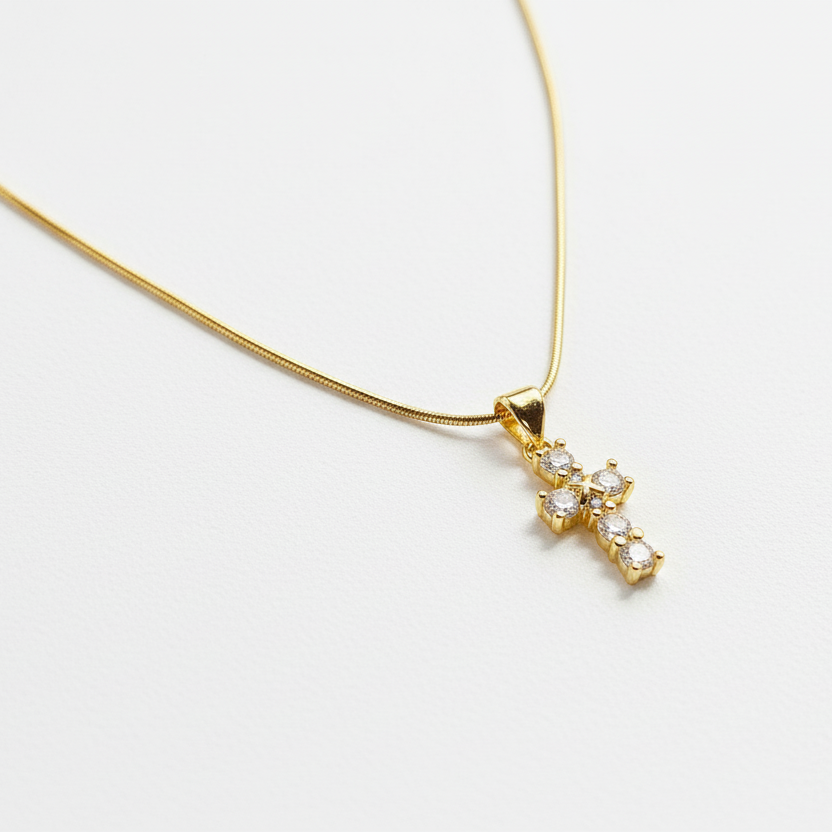 RADIANT FAITH | 14k Gold-Filled Rhinestone Cross Necklace