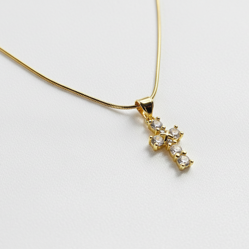 RADIANT FAITH | 14k Gold-Filled Rhinestone Cross Necklace