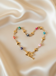 Evil Eye | 14k Gold Heart Rainbow Toggle Bracelet