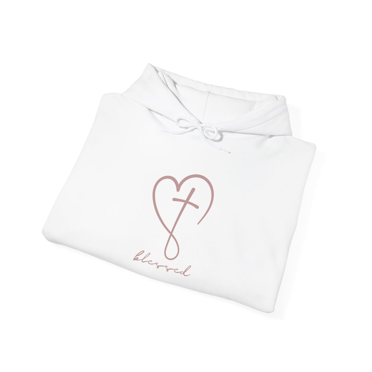 Faith Heart Hoodie | Minimal Cross &quot;Blessed&quot; Pullover