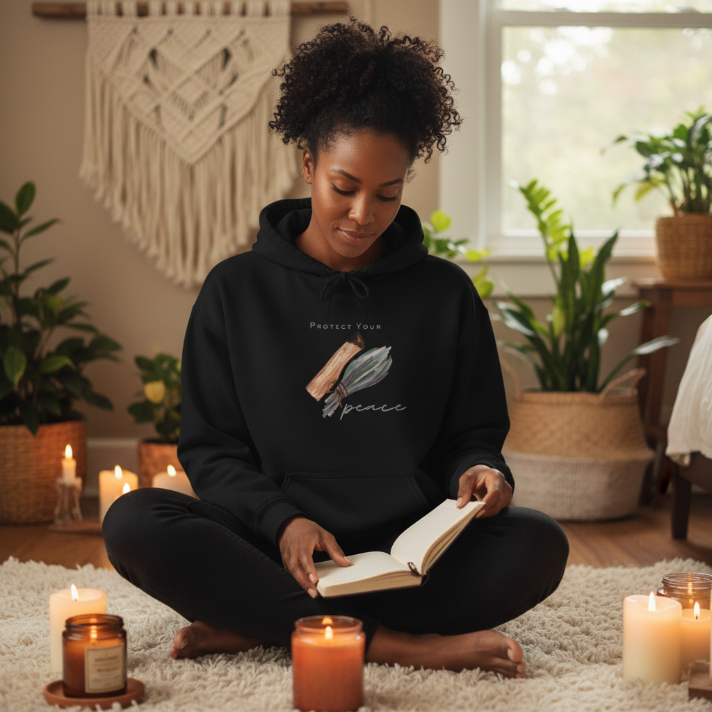 Protect Your Peace Hoodie | Sage Palo Santos Minimal Abstract Art Sweatshirt