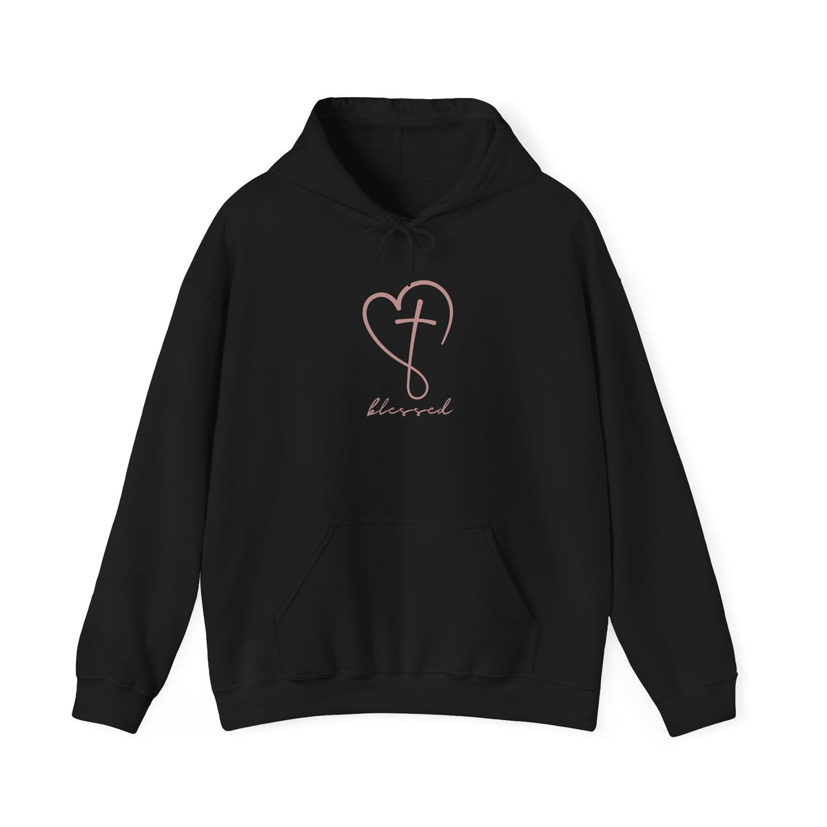 Faith Heart Hoodie | Minimal Cross &quot;Blessed&quot; Pullover
