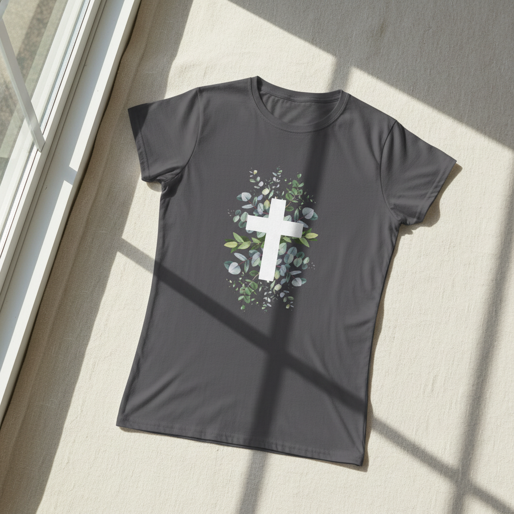 Floral Cross Christian T-Shirt | Botanical Faith Graphic Tee