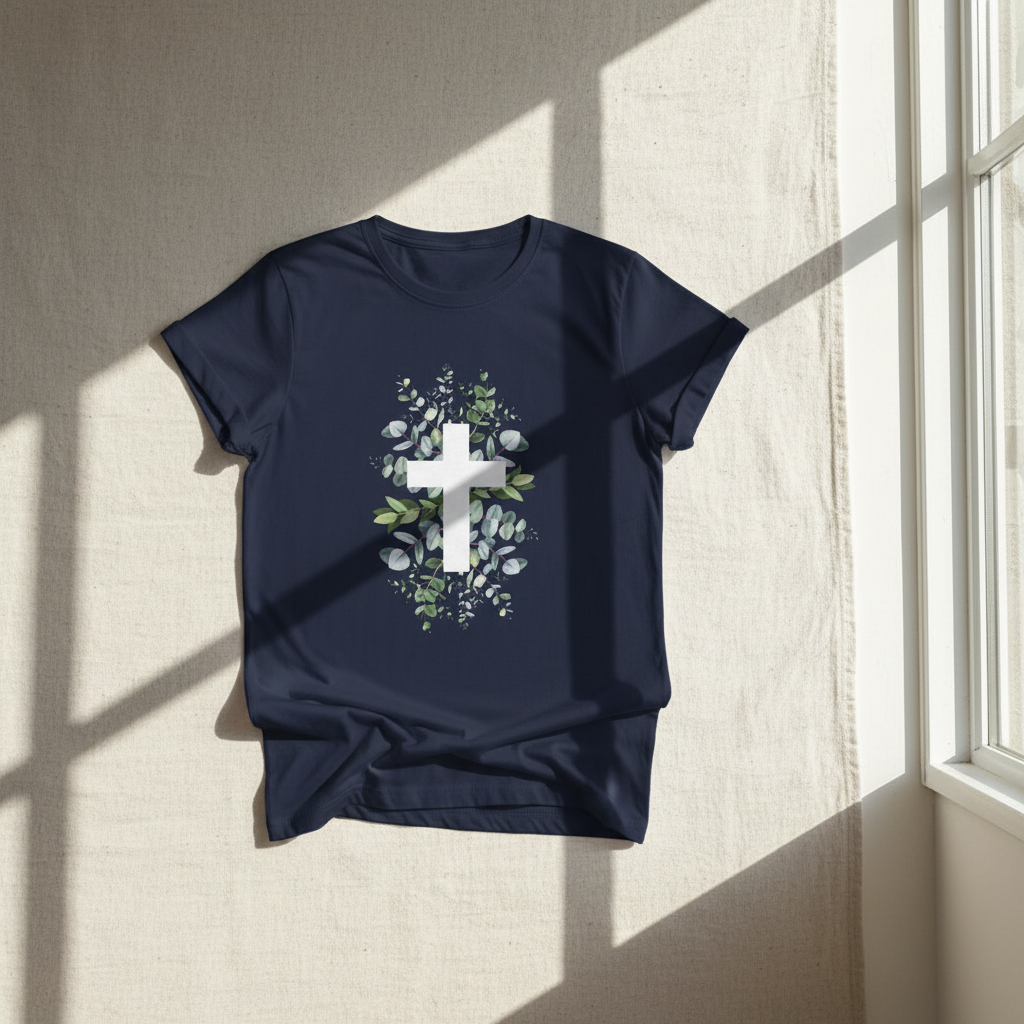 Floral Cross Christian T-Shirt | Botanical Faith Graphic Tee